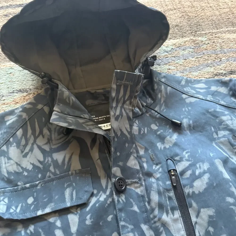 Men's Tavik Interface Gray Blue Hooded Shell Parka Windbreaker Jacket Sz Medium